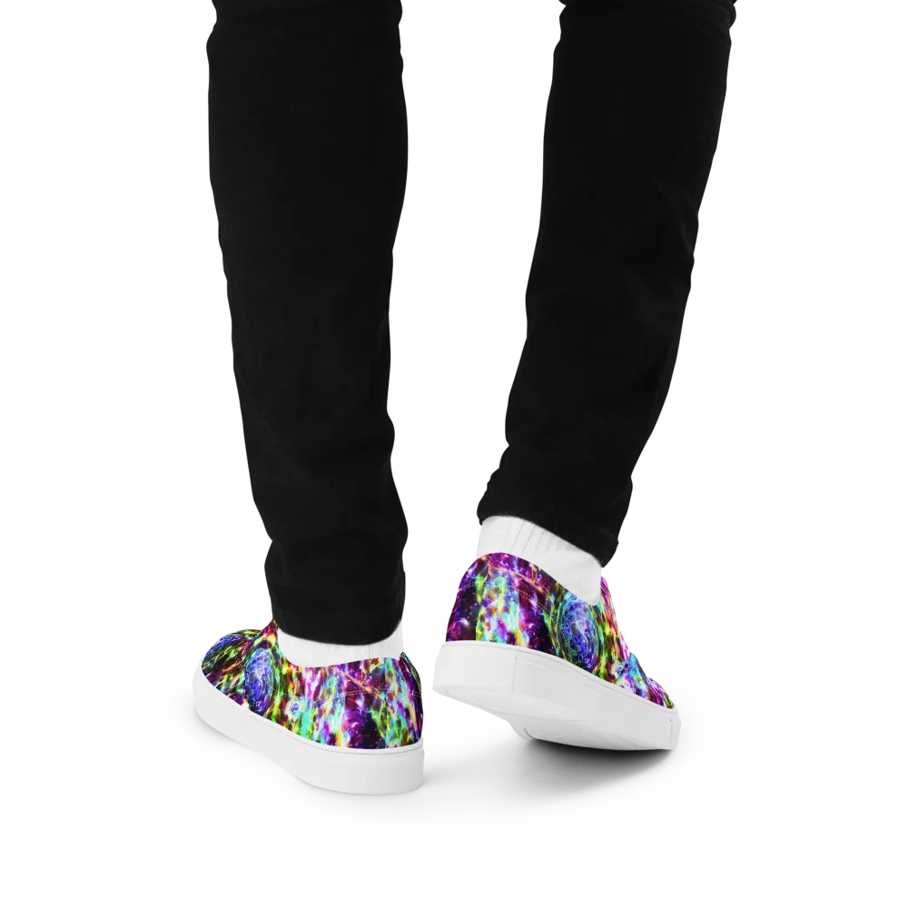 Galaxy Afterglow on Men's Lace-Up Canvas Shoes — Back