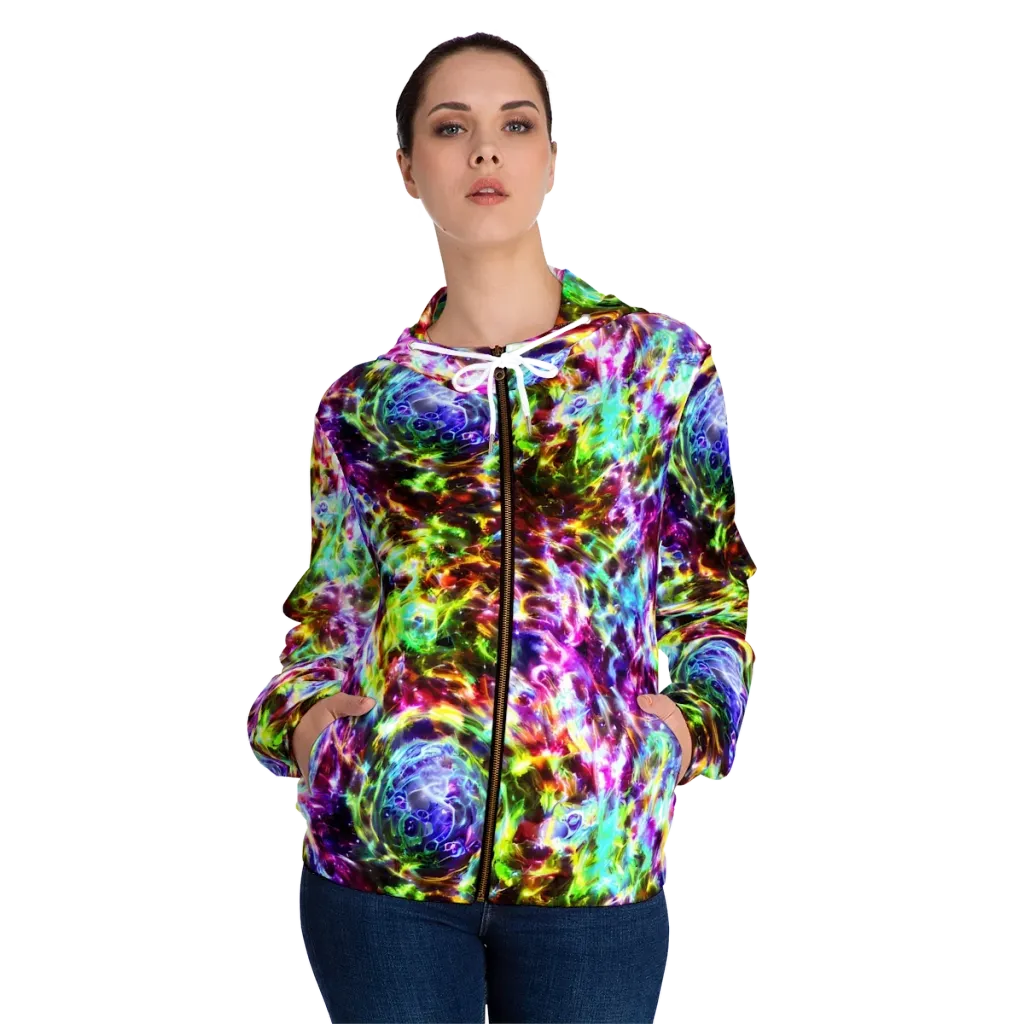 Galaxy Afterglow on Women's Full-Zip Hoodie — Front On Person