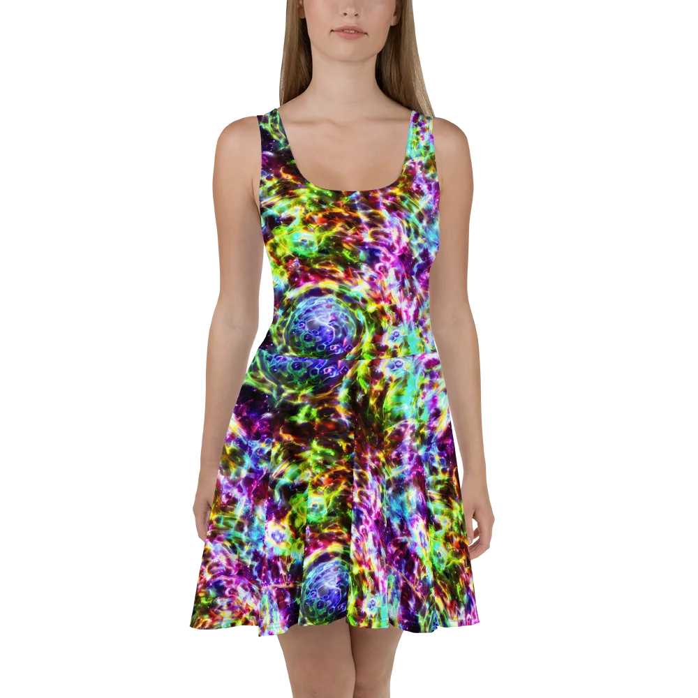 Galaxy Afterglow on Skater Dress — Front
