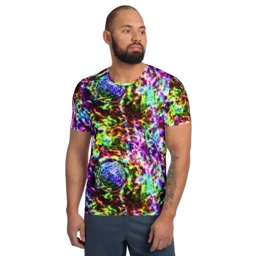 Galaxy Afterglow on a Men's Athletic T-Shirt