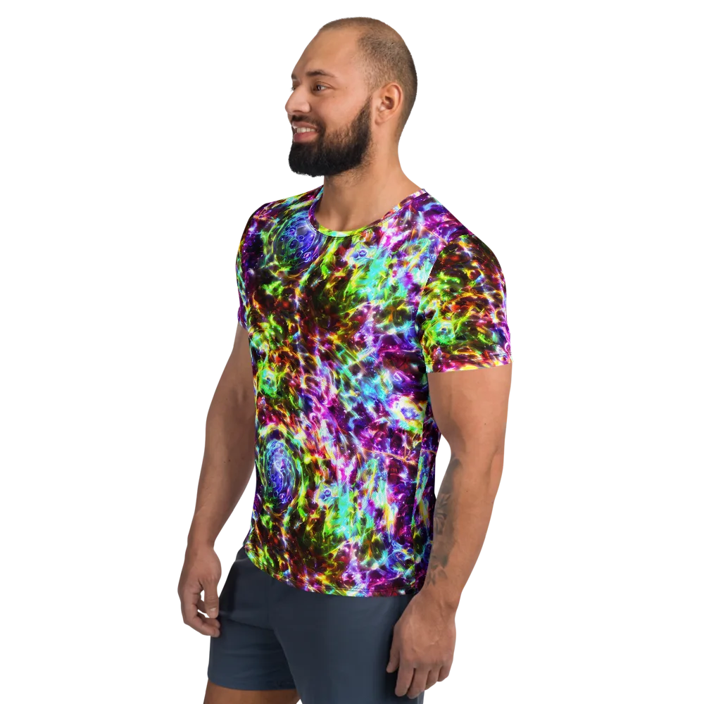 Galaxy Afterglow on Men's Athletic T-Shirt — Left