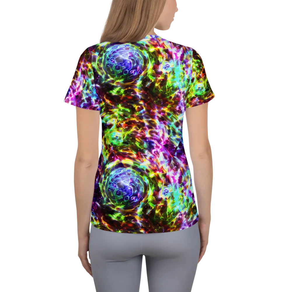 Galaxy Afterglow on Women's Athletic T-Shirt — Back