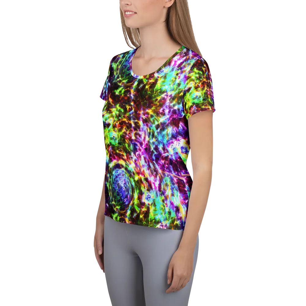 Galaxy Afterglow on Women's Athletic T-Shirt — Left