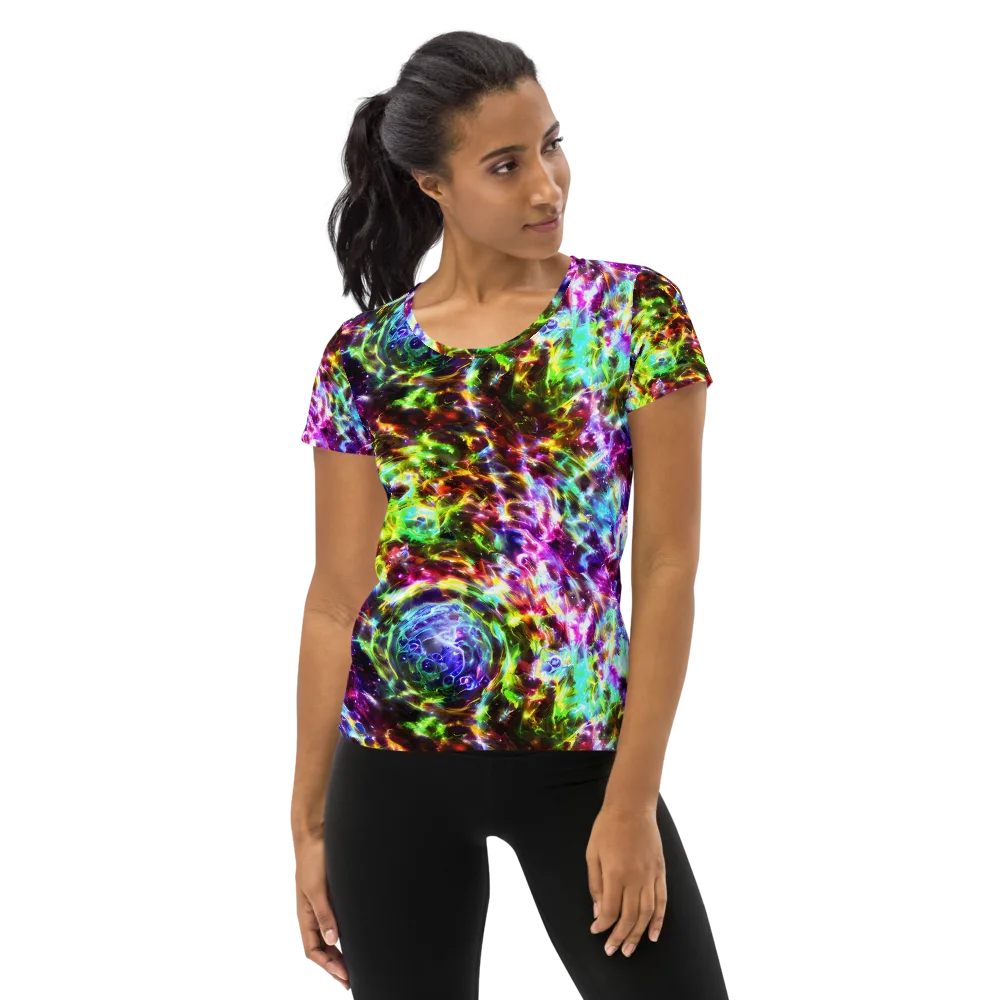 Galaxy Afterglow on Women's Athletic T-Shirt — Front