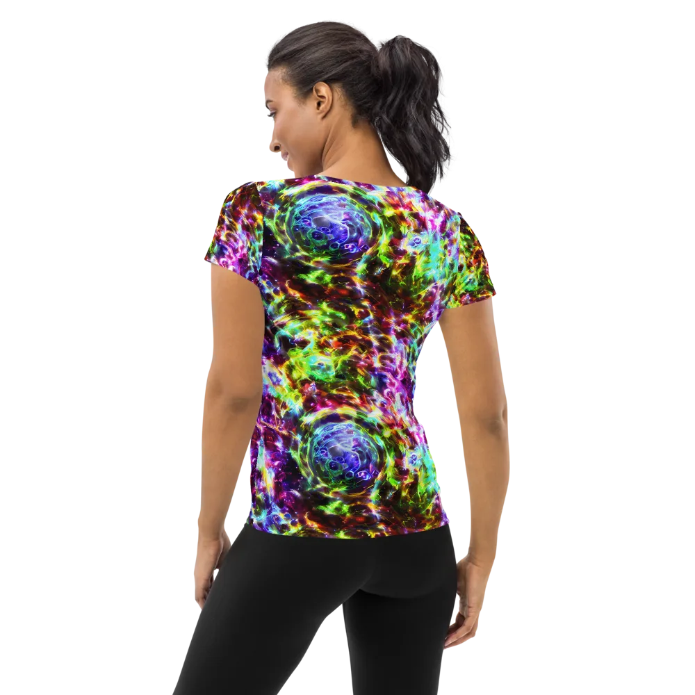 Galaxy Afterglow on Women's Athletic T-Shirt — Back