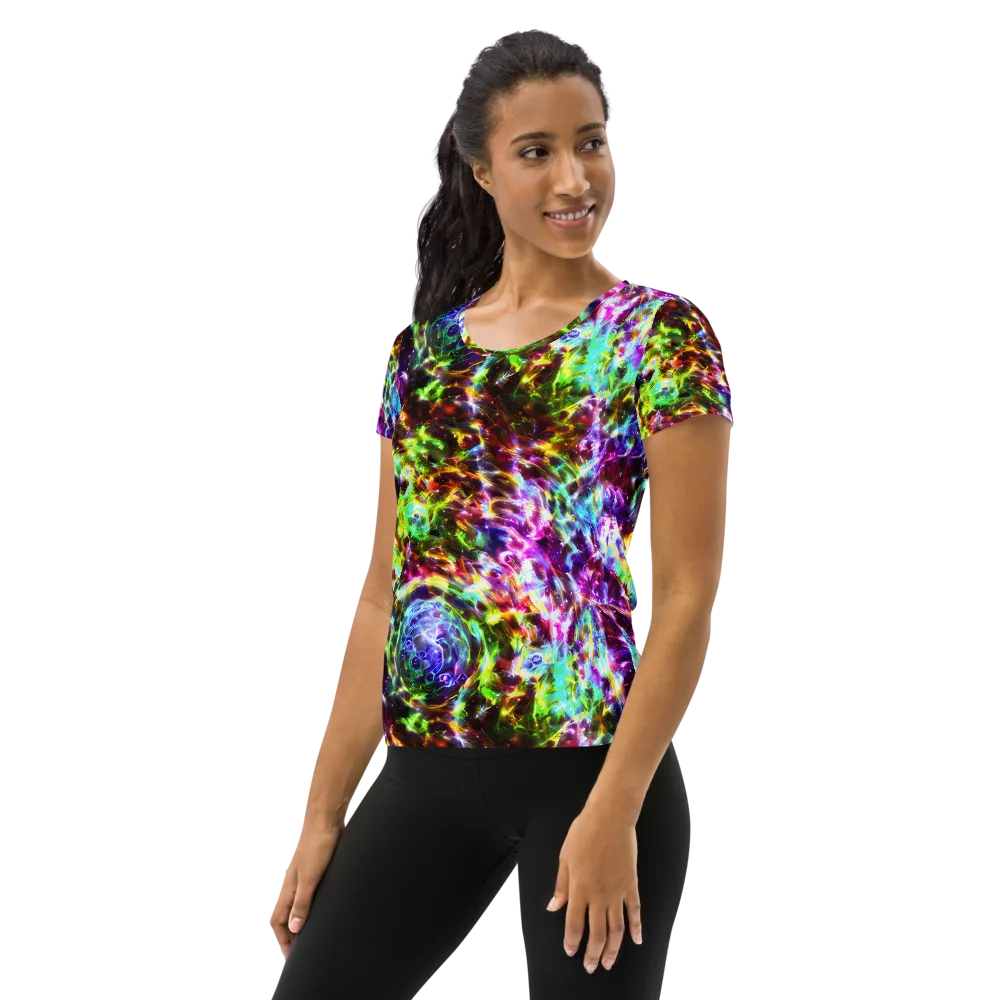 Galaxy Afterglow on Women's Athletic T-Shirt — Left