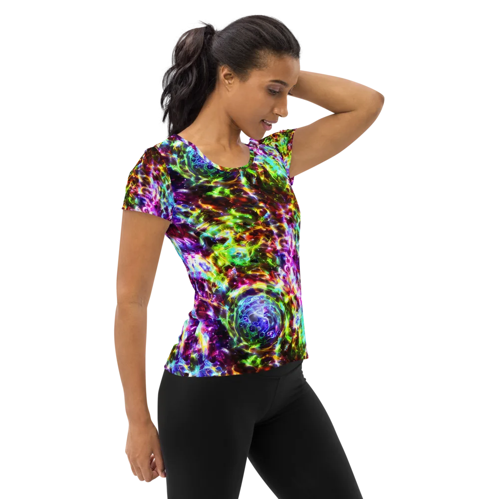 Galaxy Afterglow on Women's Athletic T-Shirt — Right