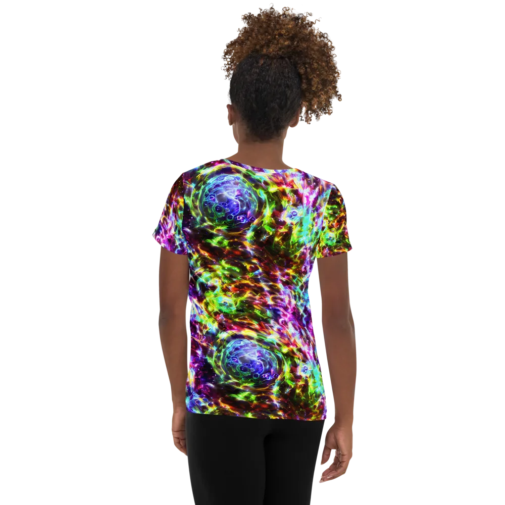 Galaxy Afterglow on Women's Athletic T-Shirt — Back