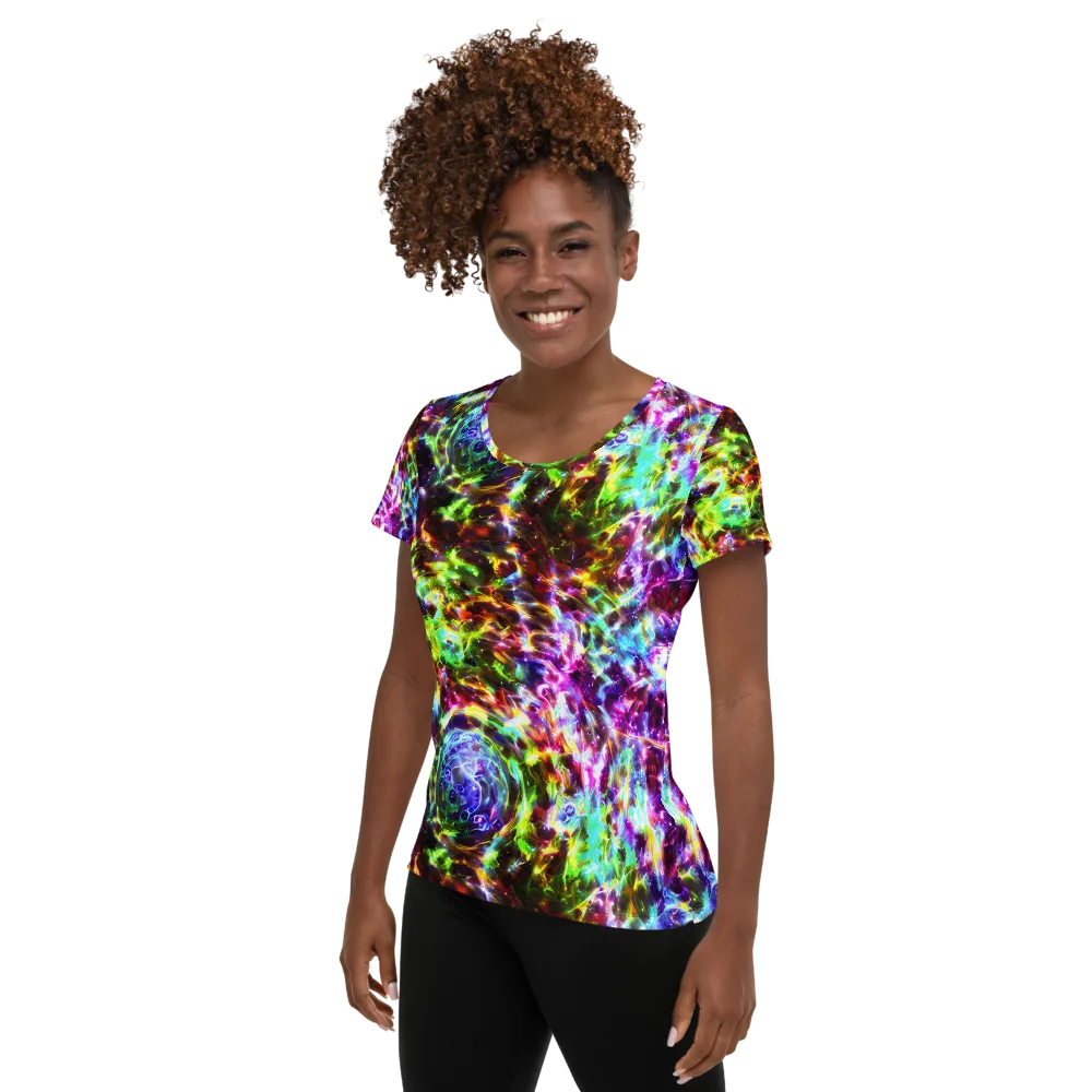 Galaxy Afterglow on Women's Athletic T-Shirt — Left