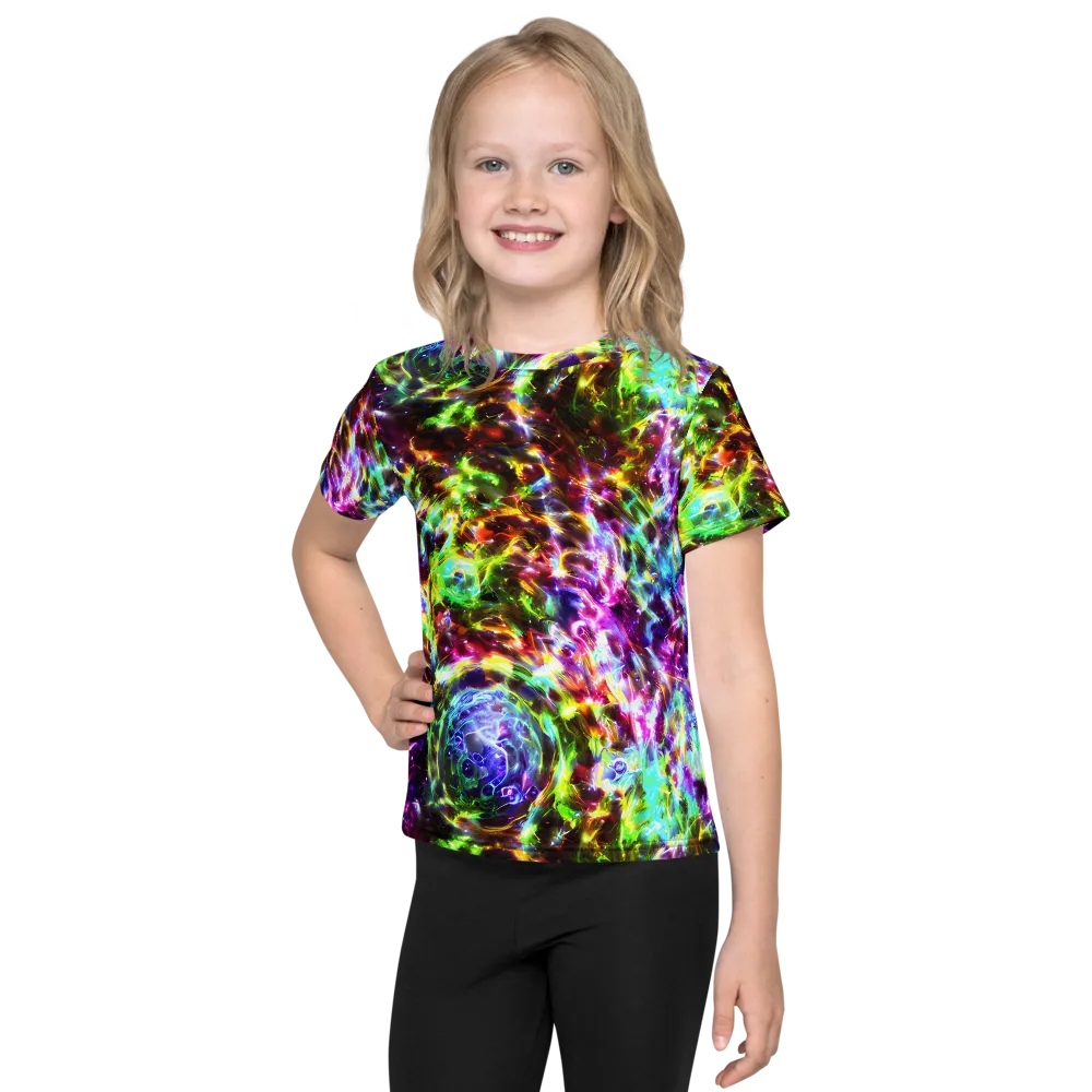 Galaxy Afterglow on Kids Crew Neck T-Shirt — Front