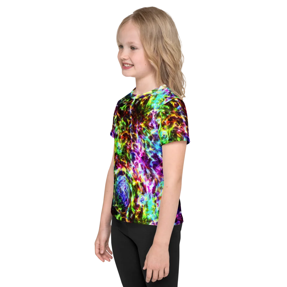Galaxy Afterglow on Kids Crew Neck T-Shirt — Left