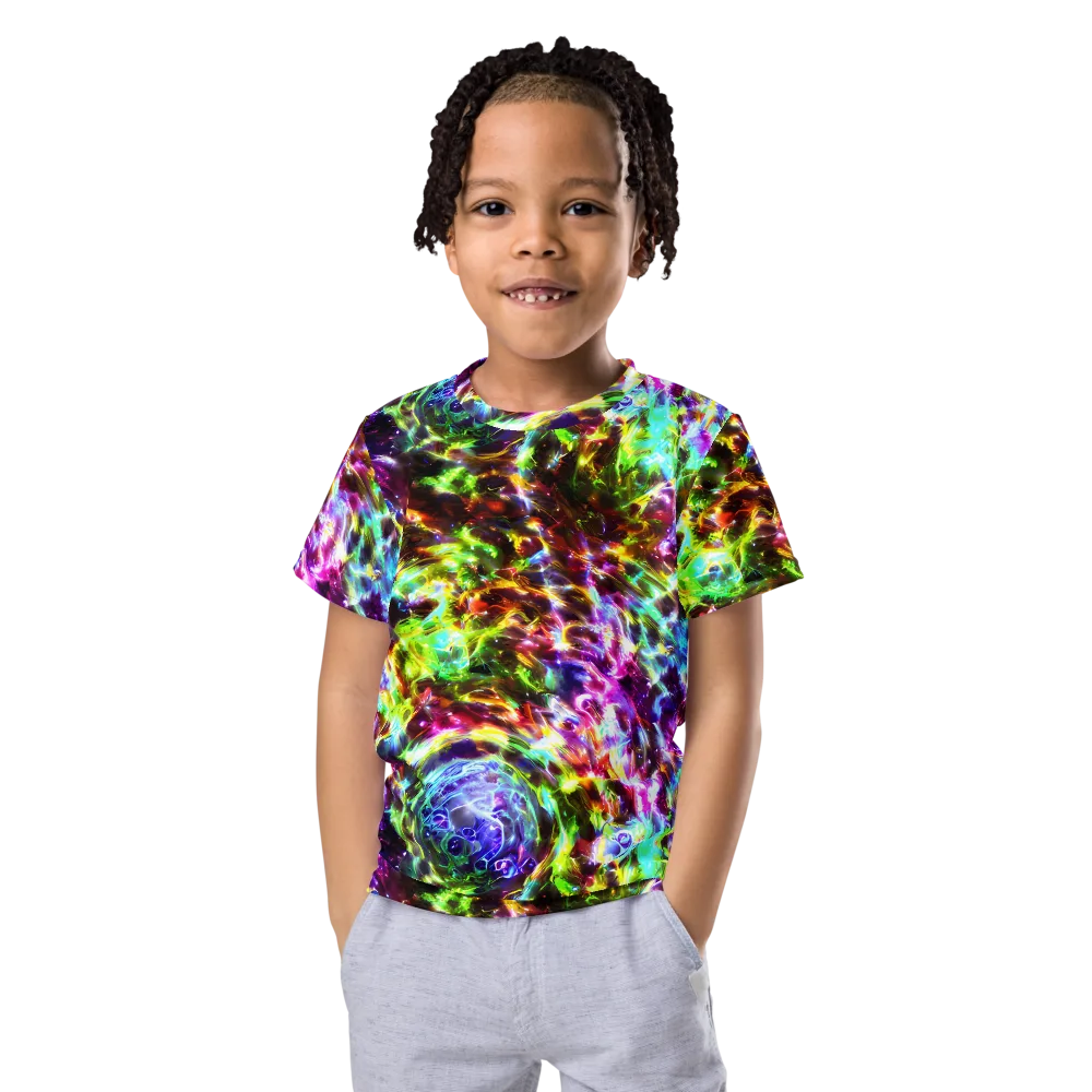 Galaxy Afterglow on Kids Crew Neck T-Shirt — Front