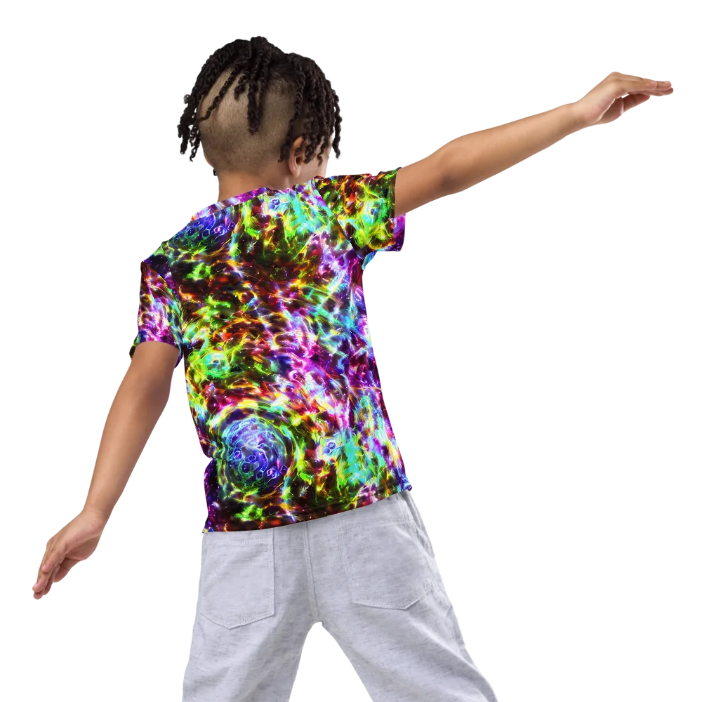 Galaxy Afterglow on Kids Crew Neck T-Shirt — Back