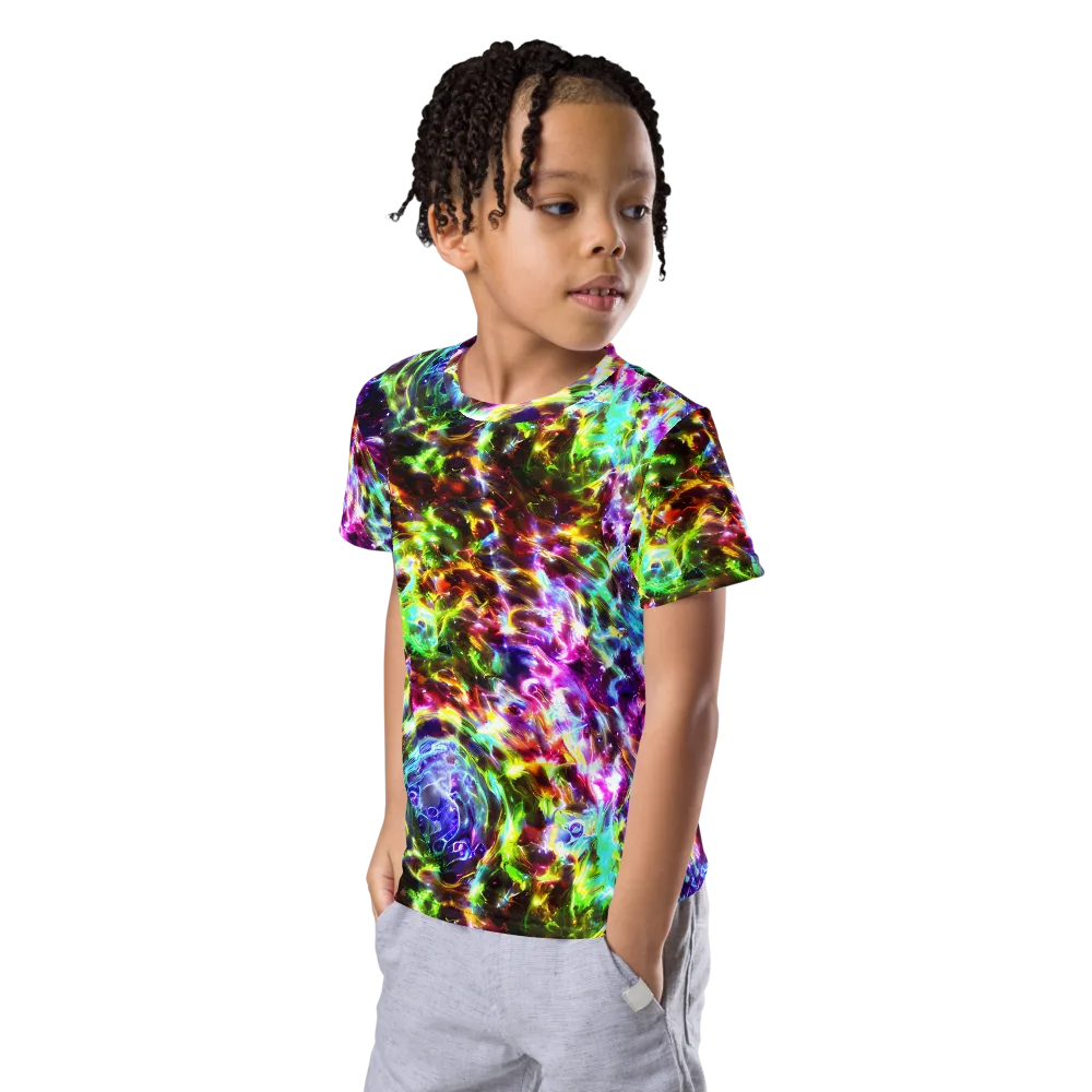 Galaxy Afterglow on Kids Crew Neck T-Shirt — Left Front