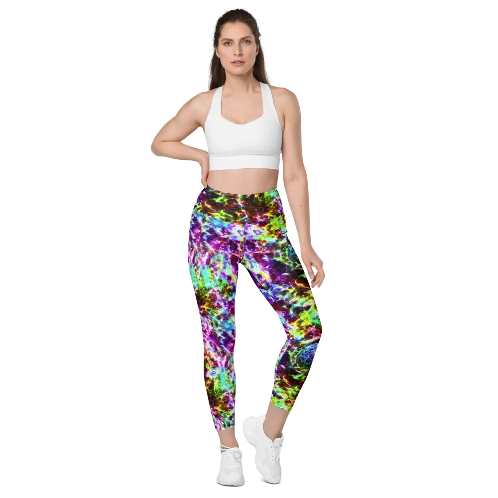 Galaxy Afterglow on Leggings with Pockets — Front