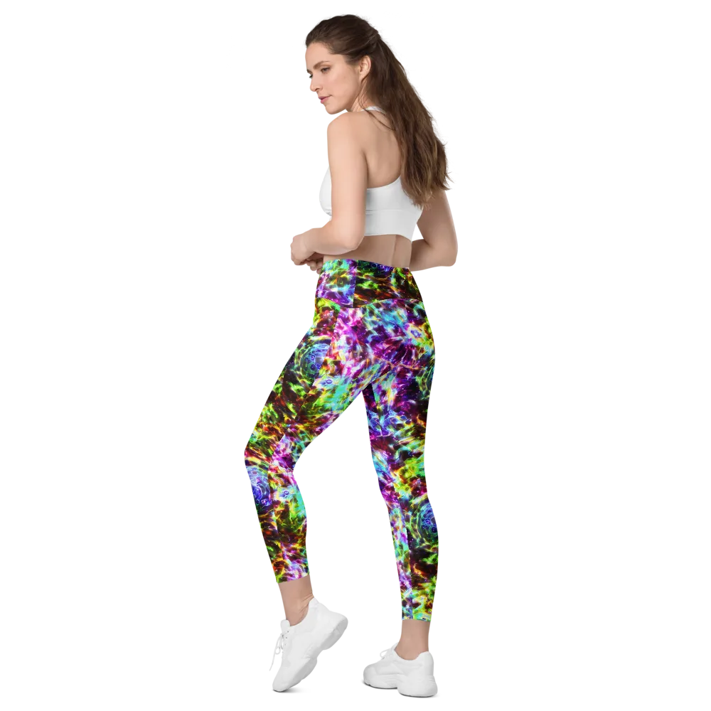 Galaxy Afterglow on Leggings with Pockets — Left Back