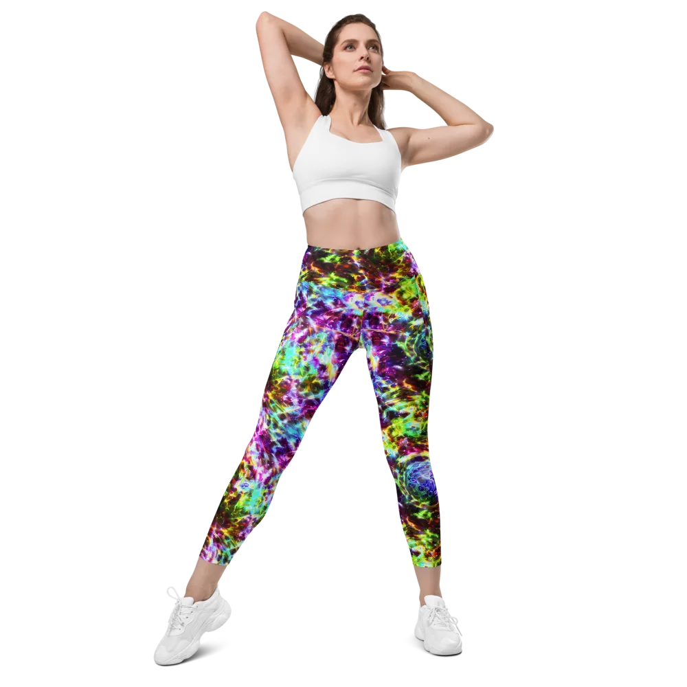 Galaxy Afterglow on Leggings with Pockets — Front