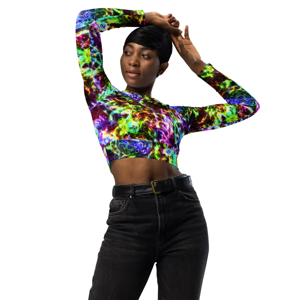 Galaxy Afterglow on Long Sleeve Crop Top — Front