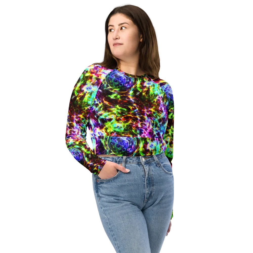 Galaxy Afterglow on Long Sleeve Crop Top — Front