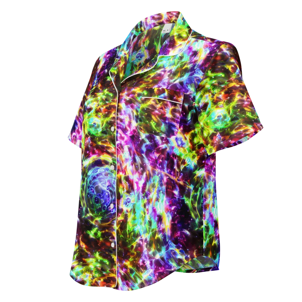Galaxy Afterglow on Women's Short Sleeve Pajama Top — Left Front