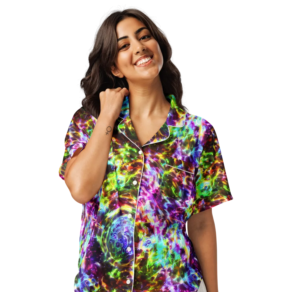Galaxy Afterglow on Women's Short Sleeve Pajama Top — Front