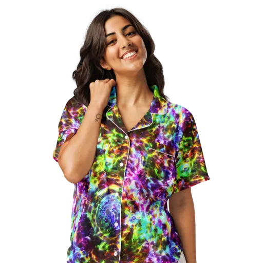Galaxy Afterglow on a Women's Short Sleeve Pajama Top
