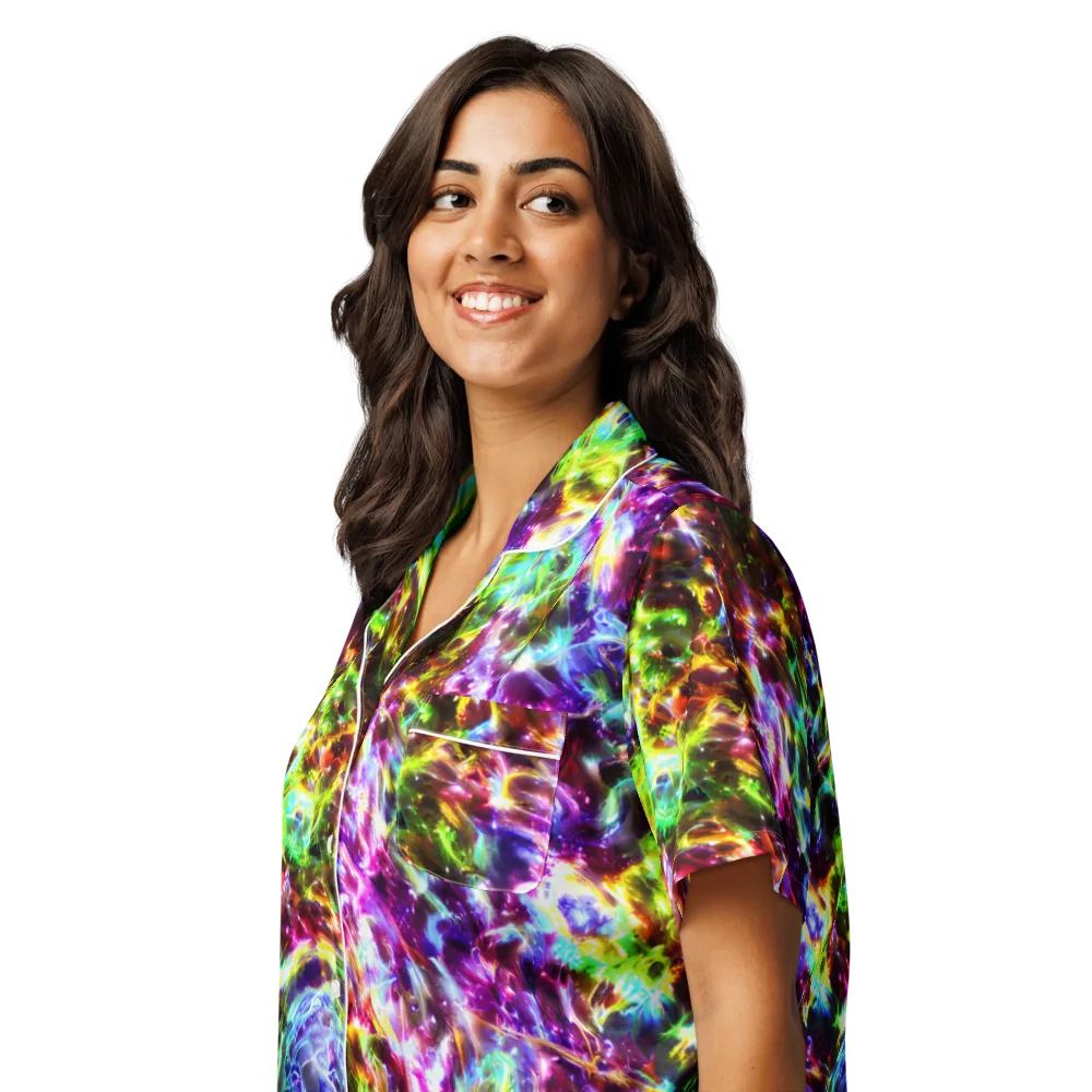 Galaxy Afterglow on Women's Short Sleeve Pajama Top — Left Front