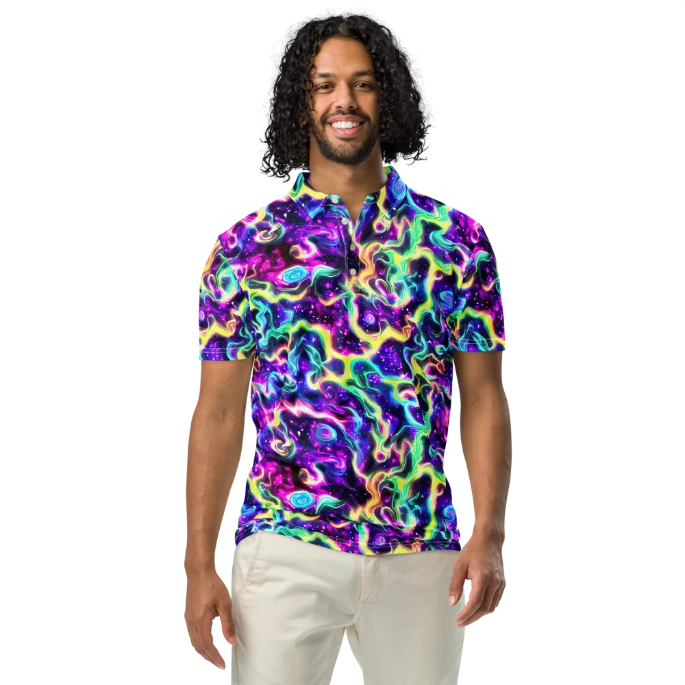 Radiant Warp on Men's Slim Fit Polo Shirt — Front