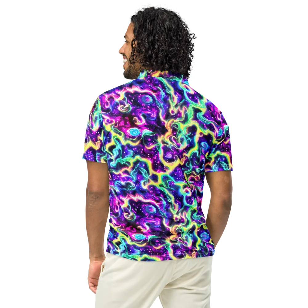 Radiant Warp on Men's Slim Fit Polo Shirt — Back