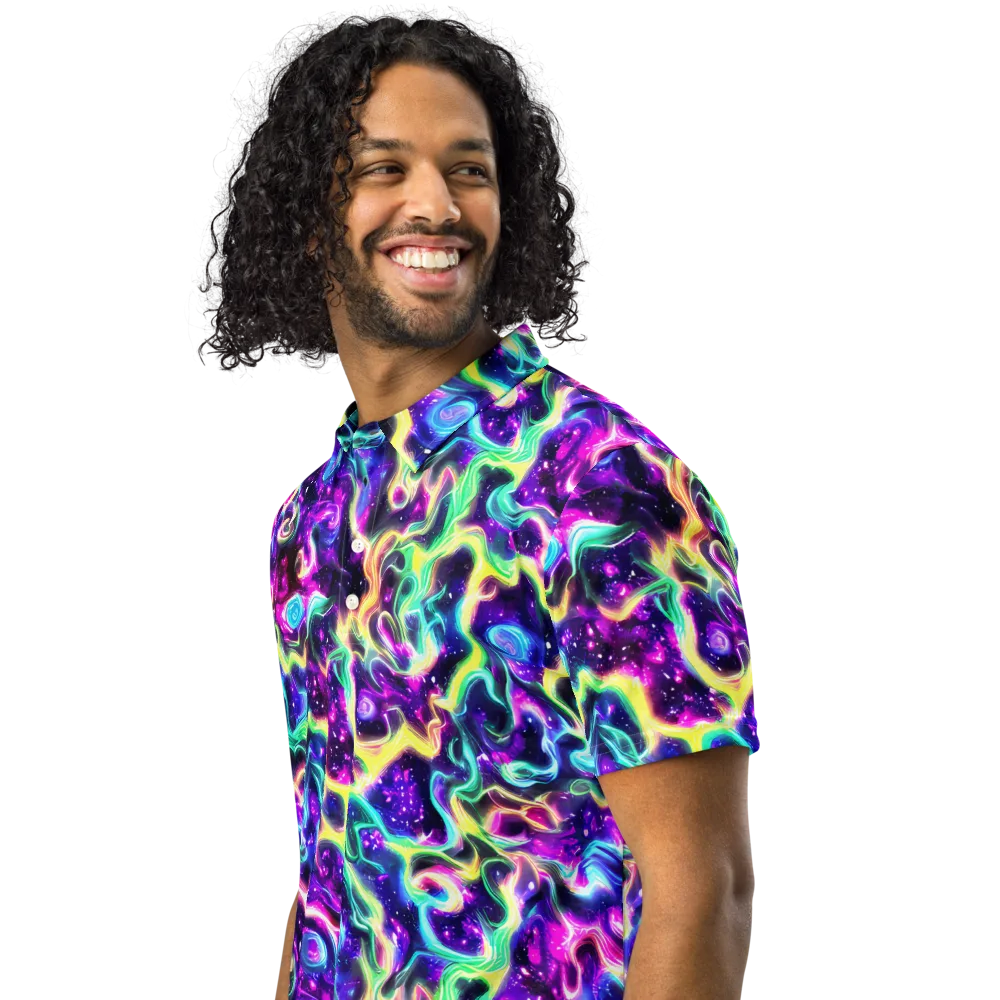 Radiant Warp on Men's Slim Fit Polo Shirt — Left Front