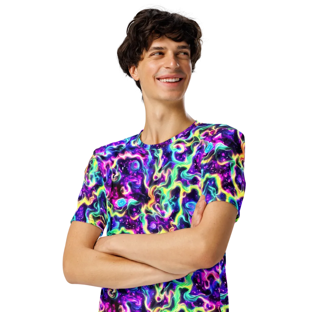 Radiant Warp on Men's Crew Neck T-Shirt — Left Front