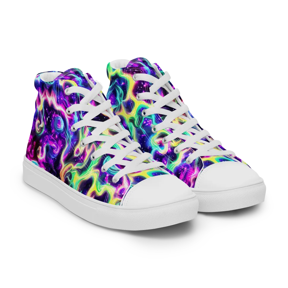 Radiant Warp on Men's High Top Canvas Shoes — Right Front