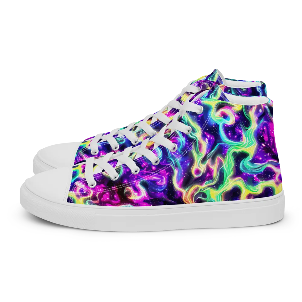 Radiant Warp on Men's High Top Canvas Shoes — Left