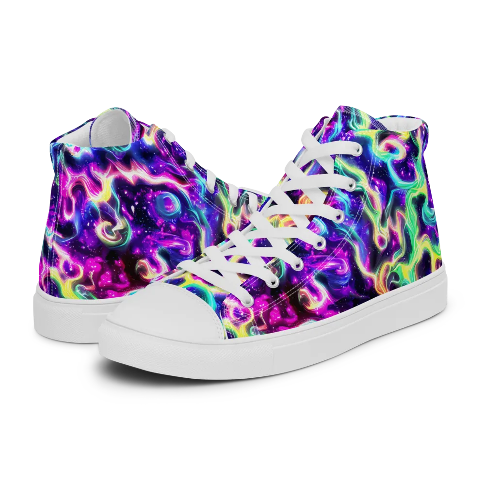Radiant Warp on Men's High Top Canvas Shoes — Left