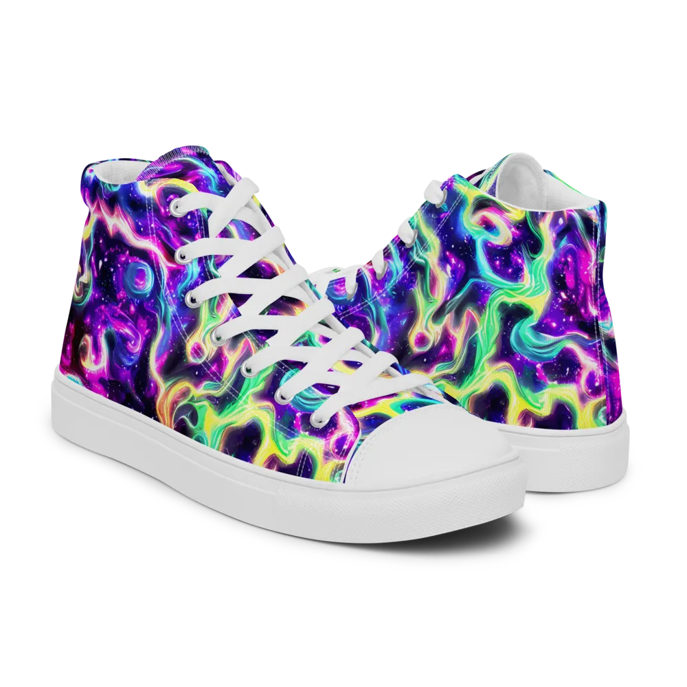 Radiant Warp on Men's High Top Canvas Shoes — Right