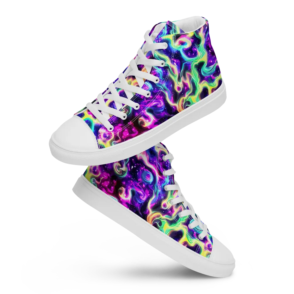 Radiant Warp on Men's High Top Canvas Shoes — Front