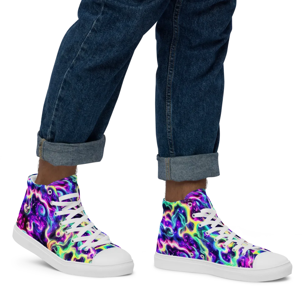 Radiant Warp on Men's High Top Canvas Shoes — Right