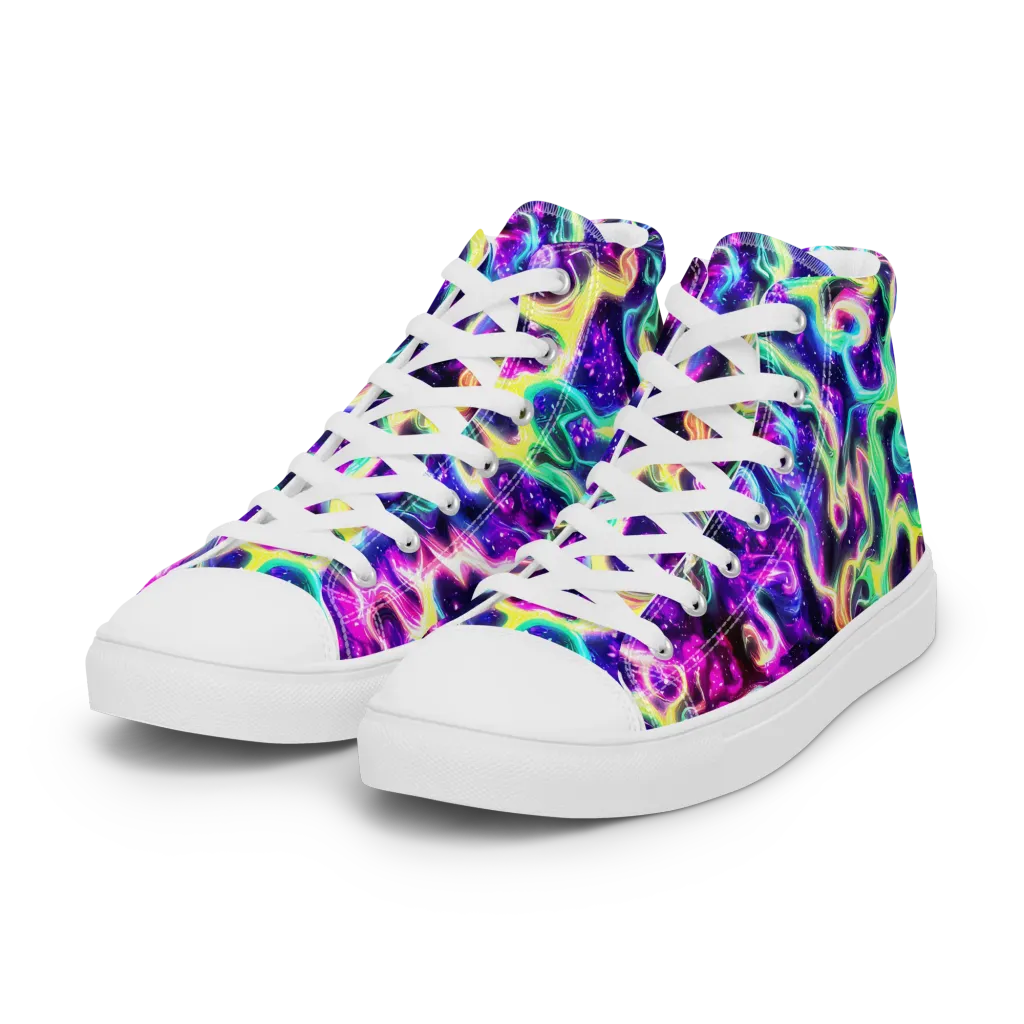 Radiant Warp on Women's High Top Canvas Shoes — Left Front