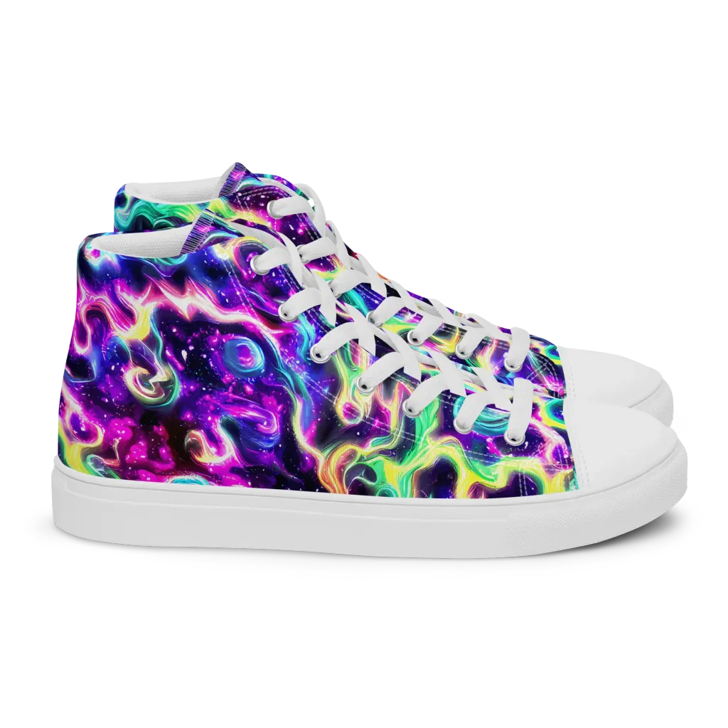 Radiant Warp on Women's High Top Canvas Shoes — Right