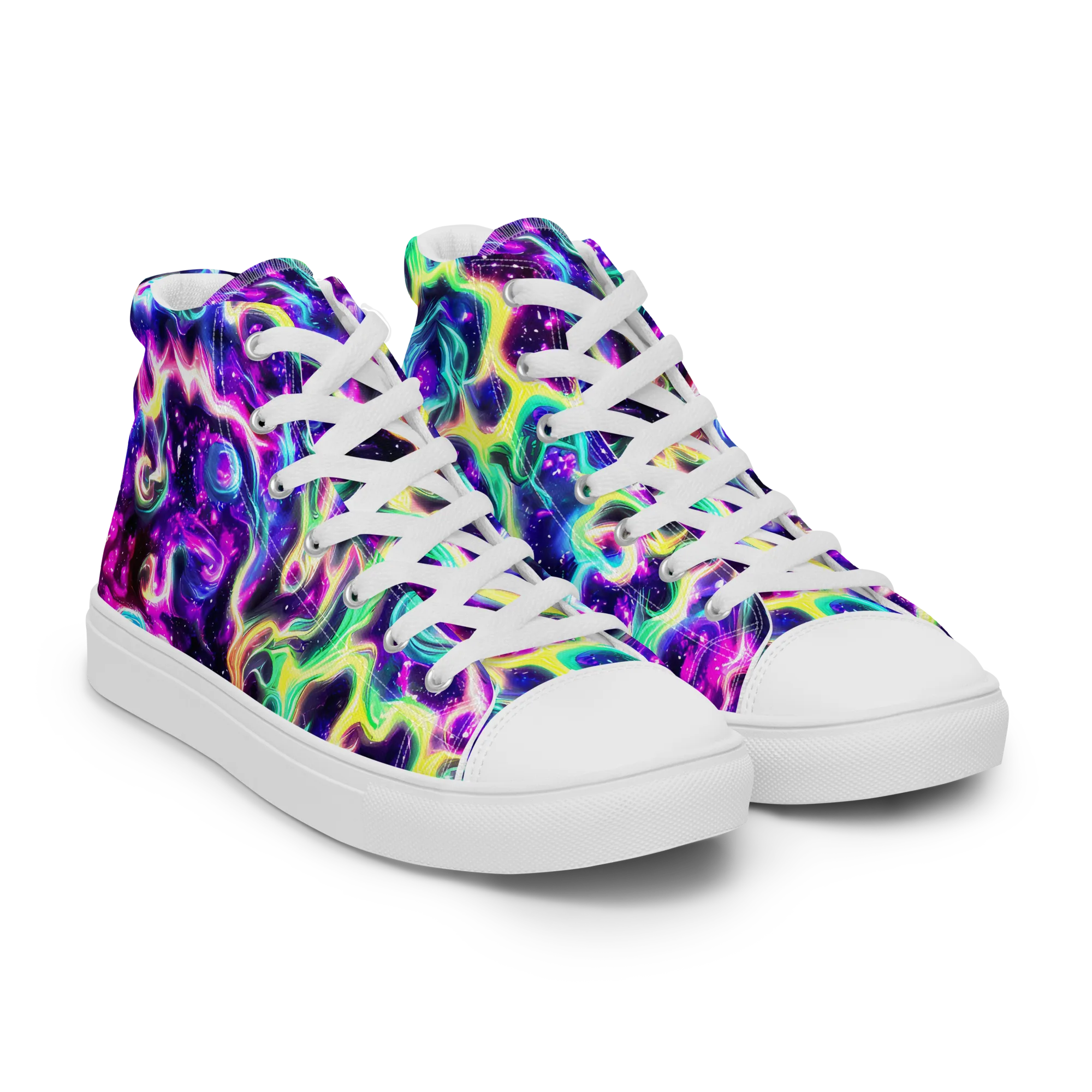 Radiant Warp on Women's High Top Canvas Shoes — Right Front