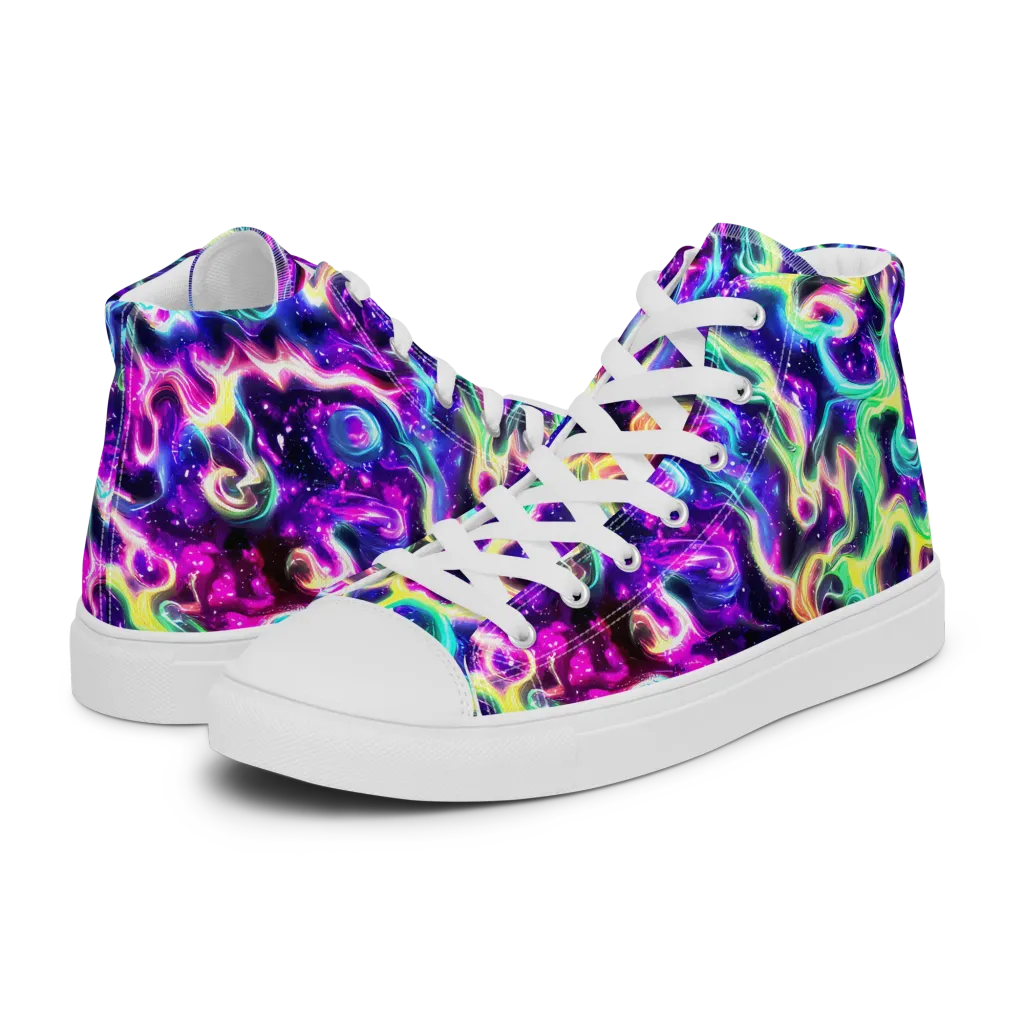 Radiant Warp on Women's High Top Canvas Shoes — Left