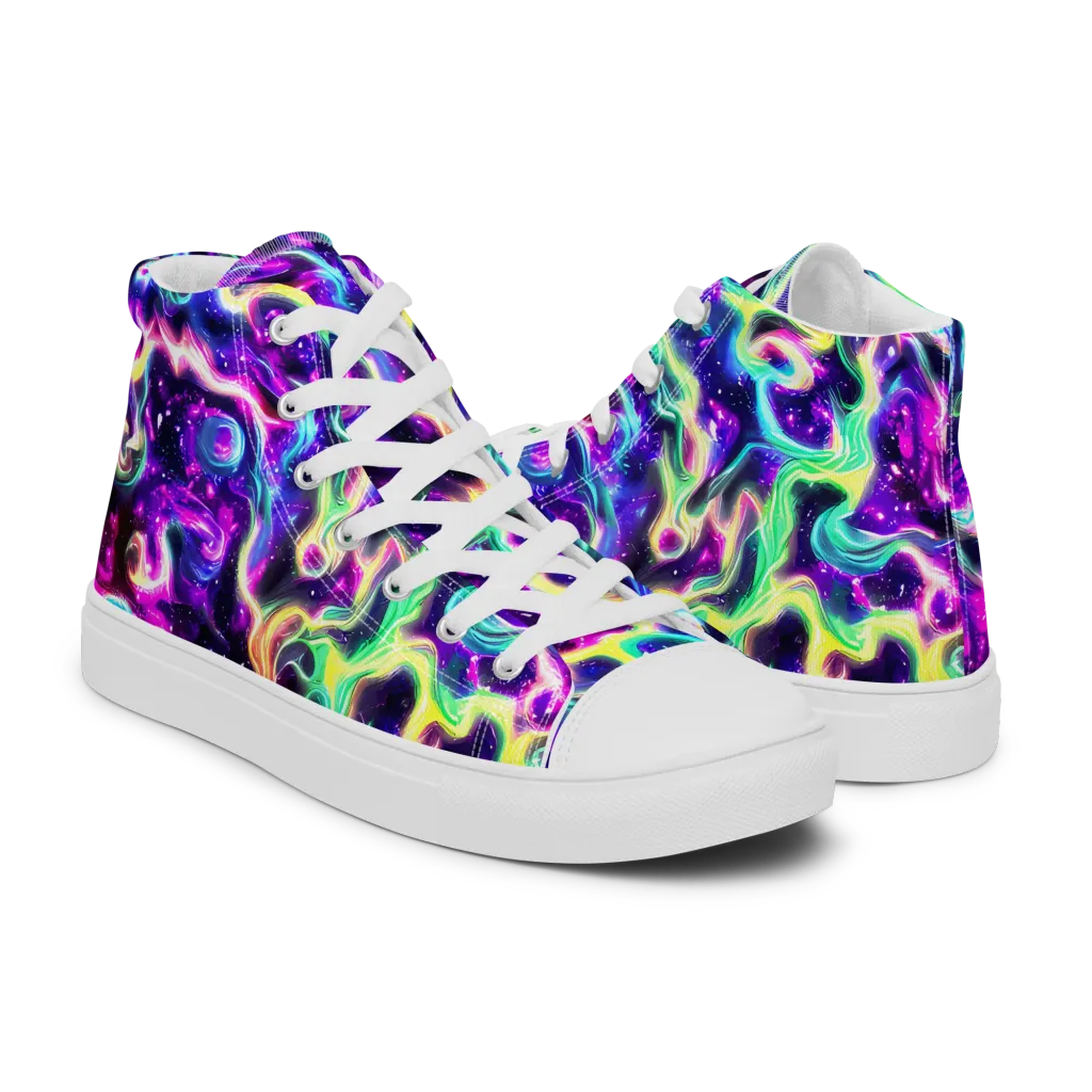 Radiant Warp on Women's High Top Canvas Shoes — Right