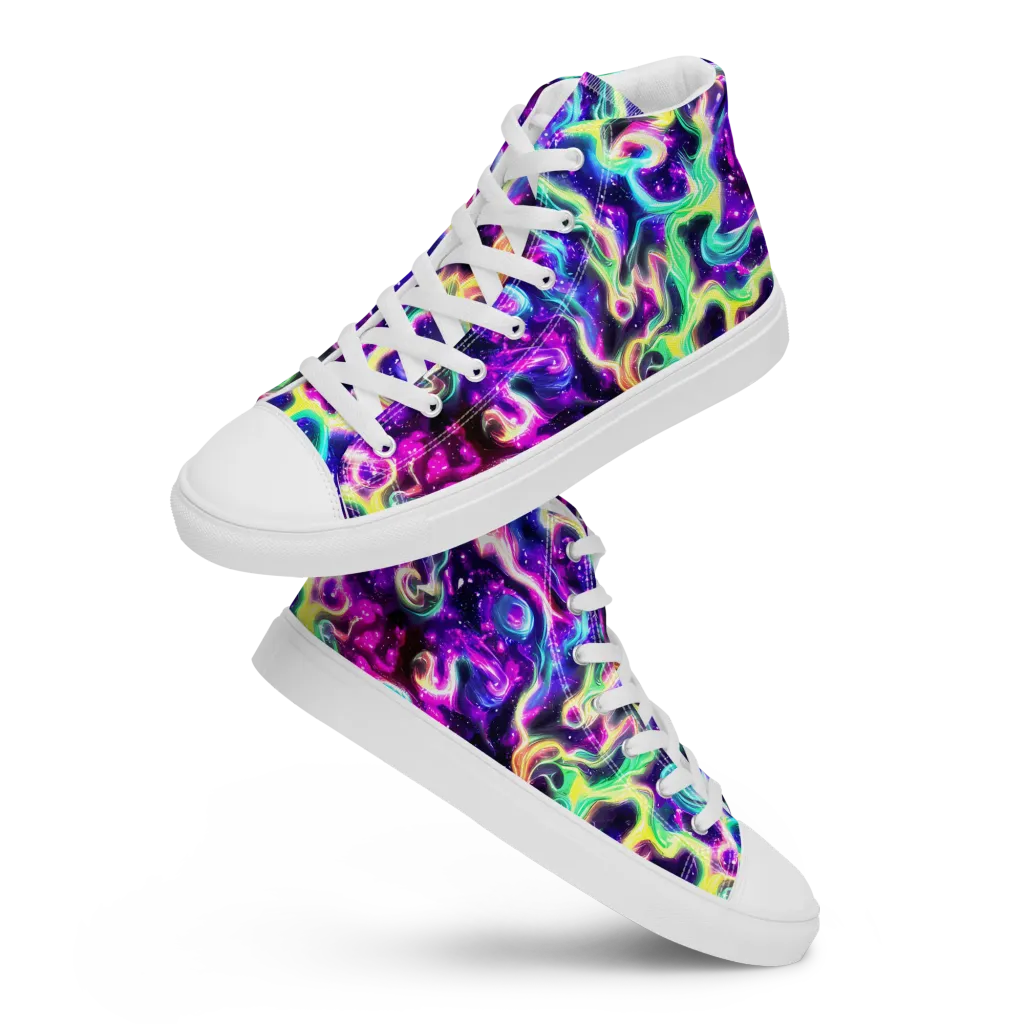 Radiant Warp on Women's High Top Canvas Shoes — Front