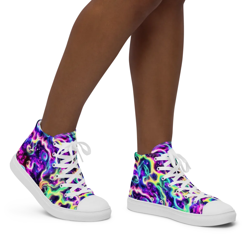Radiant Warp on Women's High Top Canvas Shoes — Right