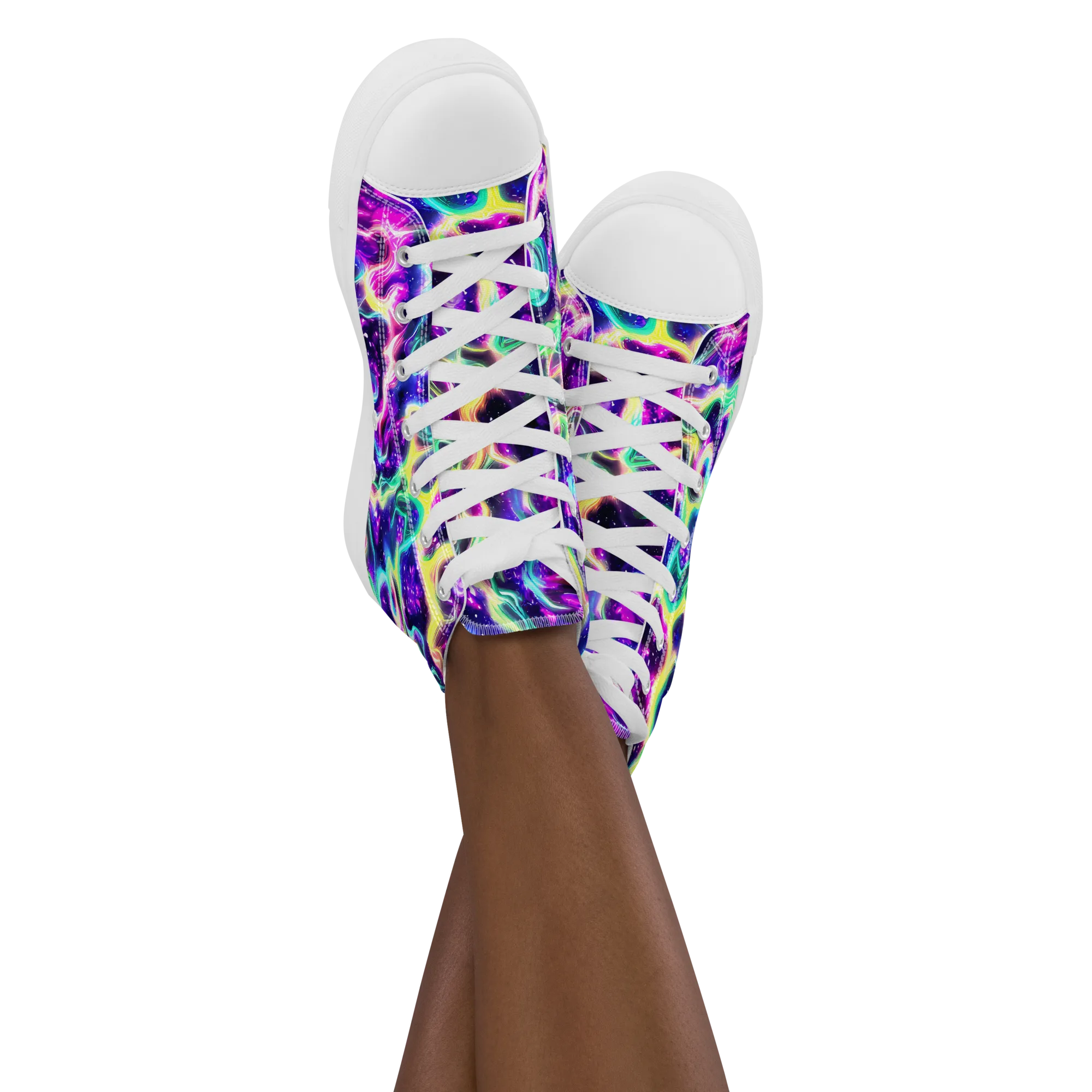 Radiant Warp on Women's High Top Canvas Shoes — Front
