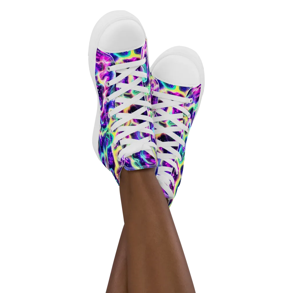 Radiant Warp on Women's High Top Canvas Shoes — Front