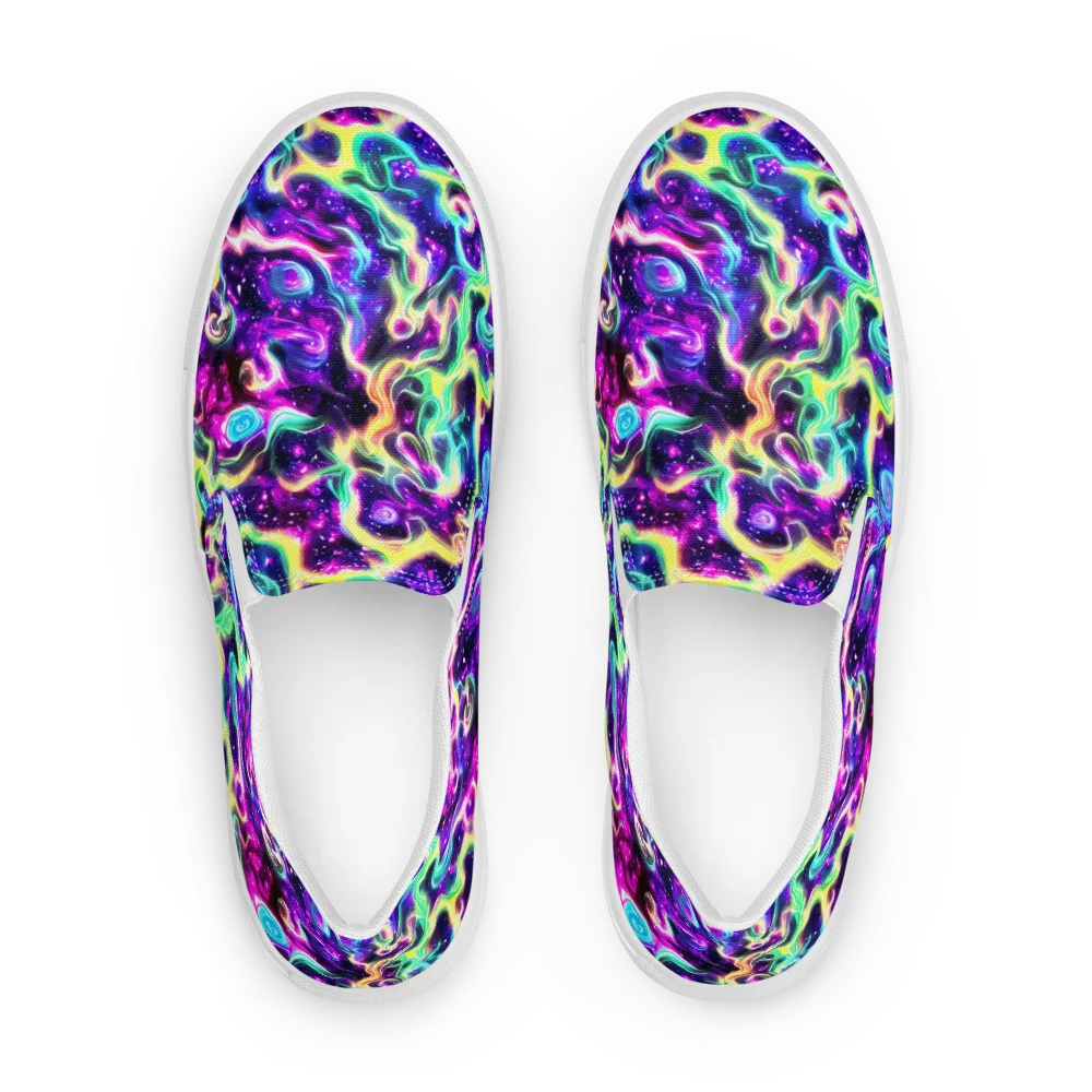 Radiant Warp on Men's Slip-On Canvas Shoes — Front