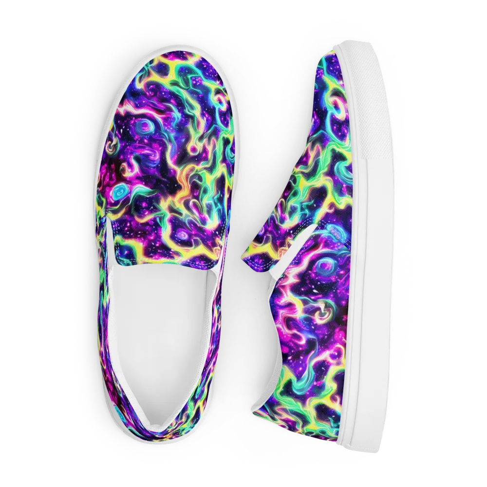 Radiant Warp on Men's Slip-On Canvas Shoes — Front