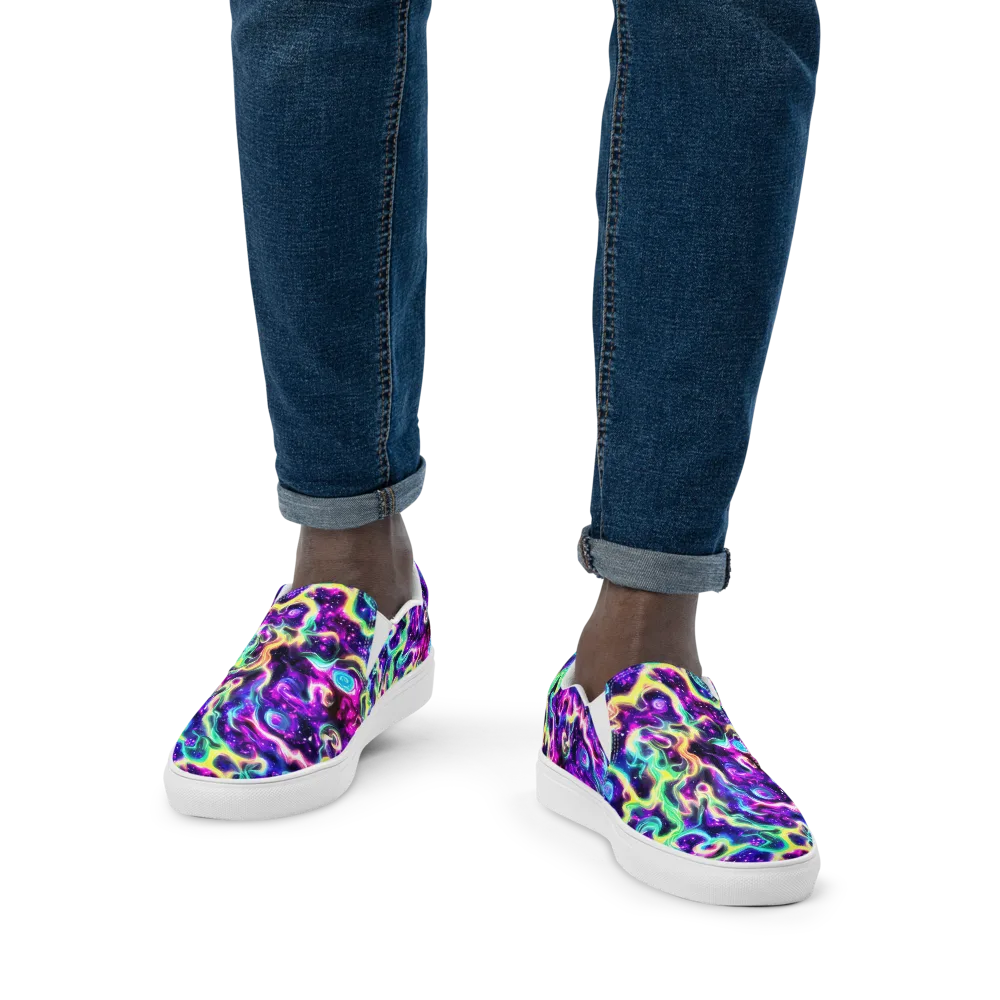 Radiant Warp on Men's Slip-On Canvas Shoes — Front