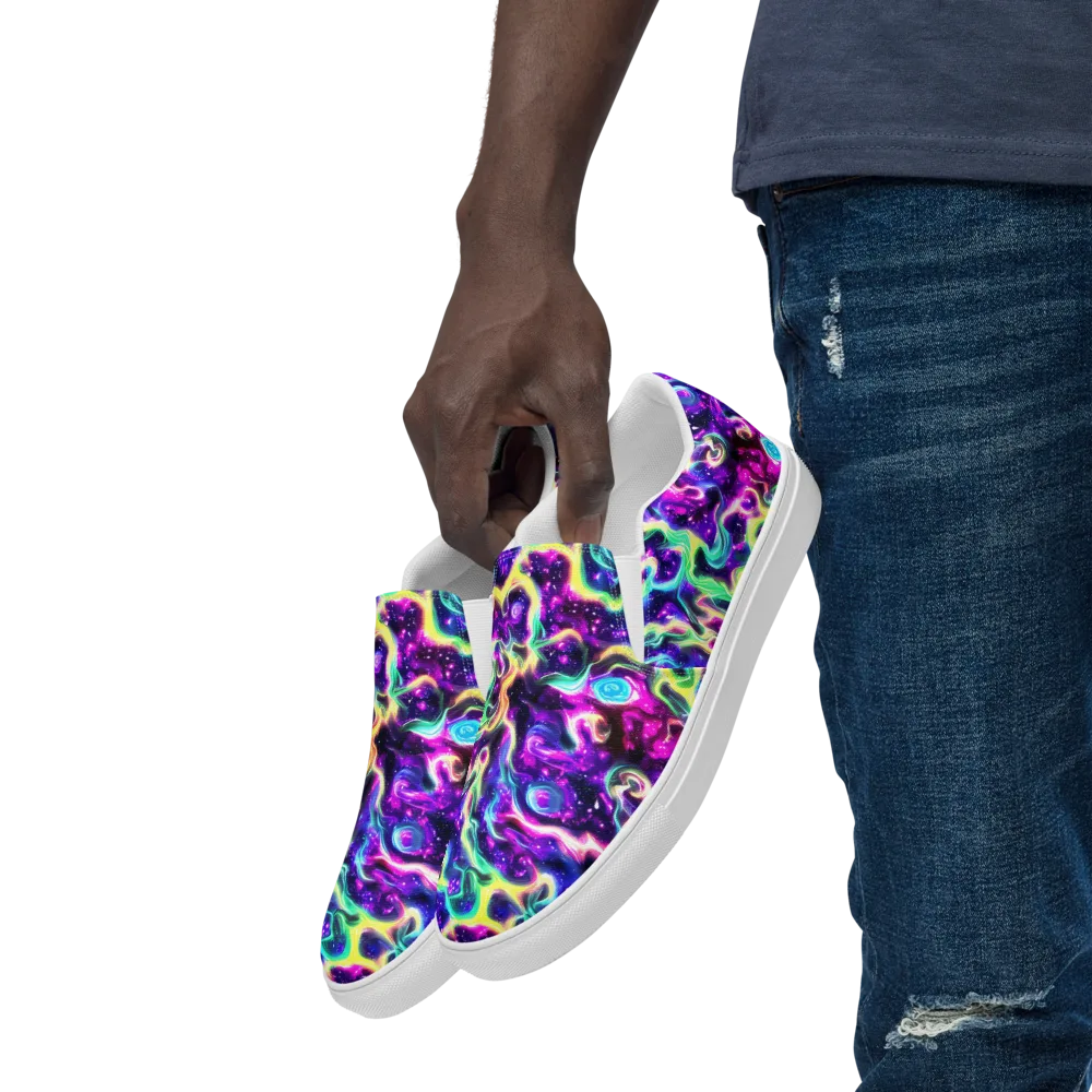 Radiant Warp on Men's Slip-On Canvas Shoes — Left Front